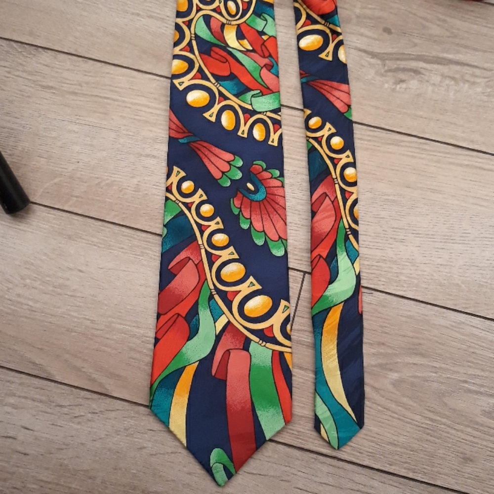 RUSH LIMBAUGH Multicolored Abstract Ribbons Mens Silk Tie VTG RARE